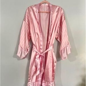Pink satin robe